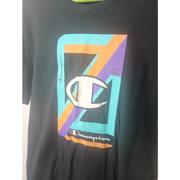 Champion Black pastel vintage 90s Graphic T-Shirt Men's Size Medium - Picture 2 of 5